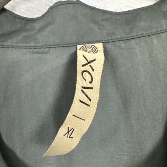 XCVI Cassiopeia Shirtdress Nylon Dress Gray Women XL Roll Tab Sleeve Snap Button - Picture 7 of 13